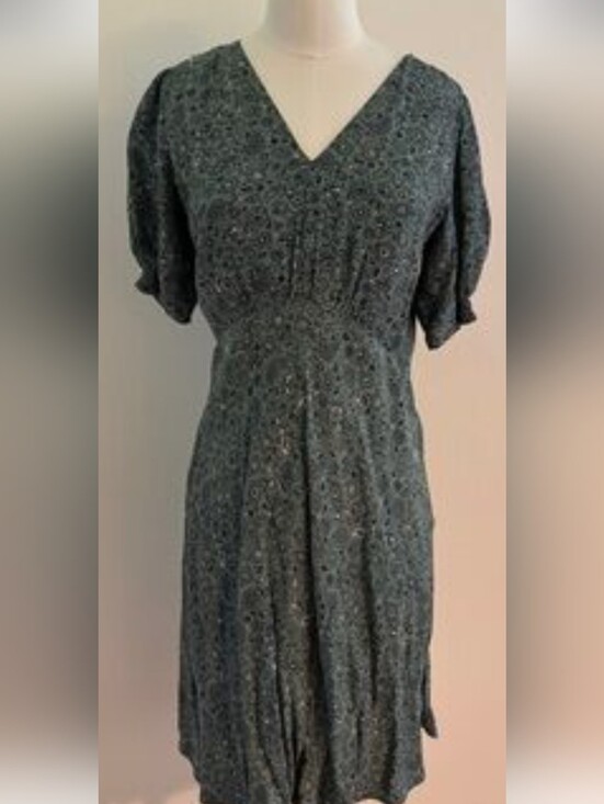 LOFT Dresses & Skirts - LOFT Teal Floral Midi Dress with V-Neck